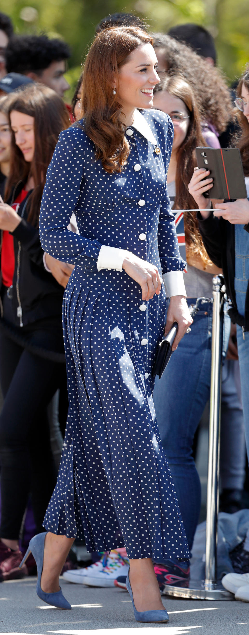 Duchess of Cambridge meets members of the public as she visits the 'D-Day: Interception, Intelligence, Invasion' exhibition at Bletchley Park on May 14, 2019 in Bletchley, England. (Getty Images)