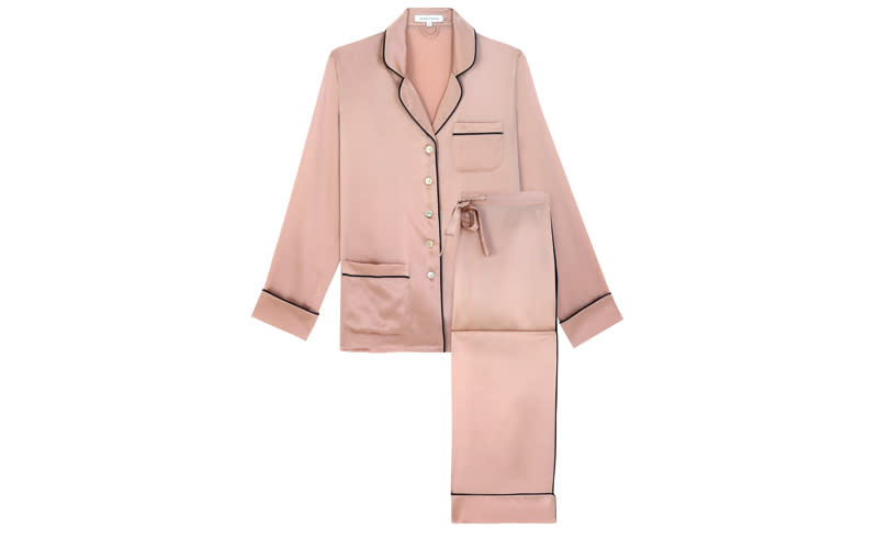 <p>If you’re planning on treating your mum to a cosy night in front of the telly with a glass of bubbly to hand, then why not treat her to some seriously luxe pyjamas? They’re sure to be the gift that keeps on giving. <a rel="nofollow noopener" href="https://oliviavonhalle.com/uk/shop/by-product/silk-pyjamas/coco-oyster-silk-pyjama.html" target="_blank" data-ylk="slk:Buy now;elm:context_link;itc:0;sec:content-canvas" class="link "><em>Buy now</em></a>. </p>