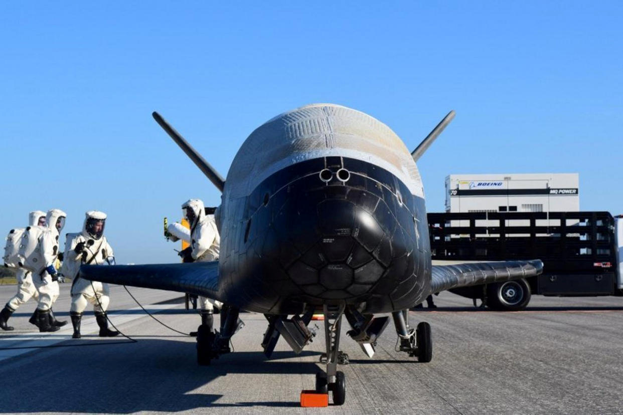 The U.S. Airforce's X-37B Orbital Test Vehicle mission 4 after landing at NASA's Kennedy Space Center Shuttle Landing Facility in Cape Canaveral, Florida, U.S., May 7, 2017.  U.S. Air Force/Handout via REUTERS  ATTENTION EDITORS - THIS IMAGE WAS PROVIDED BY A THIRD PARTY. EDITORIAL USE ONLY.     TPX IMAGES OF THE DAY