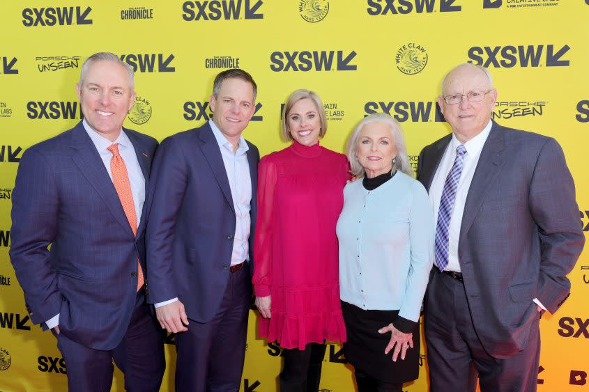 (L-R) Nolan Ryan and family at the world premiere of ‘Facing Ryan’ at SXSW. L-R sons Reid and Reese Ryan, daughter Wendy Ryan Bivins, wife Ruth Ryan and Nolan Ryan - Credit: Photo by Michael Loccisano/Getty Images for SXSW