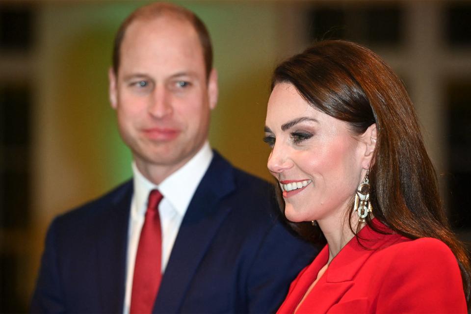 Britain's Prince William, Prince of Wales (L) and Britain's Catherine, Princess of Wales attend a pre-campaign launch event, hosted by The Royal Foundation Centre for Early Childhood, at BAFTA in central London on January 30, 2023.