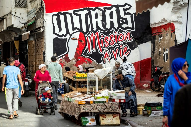 A mural painted by the ultras for the Wydad AC football club, in the old city of Casablanca (FADEL SENNA)