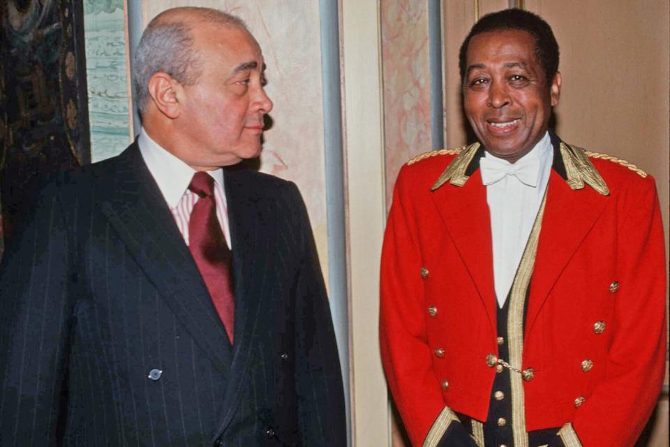 Mandatory Credit: Photo by Alan Davidson/Shutterstock (9790106j) Mohamed Al Fayed with the Duke of Windsor's Manservant Sydney Johnson Weekend Preview of Duke and Duchess of Windsors Refurbished House Which Mohammed Al Fayed Spent £9million Refurbishing in Paris - 12 Dec 1989