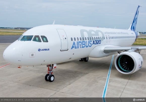 An Airbus A320neo parked on the tarmac