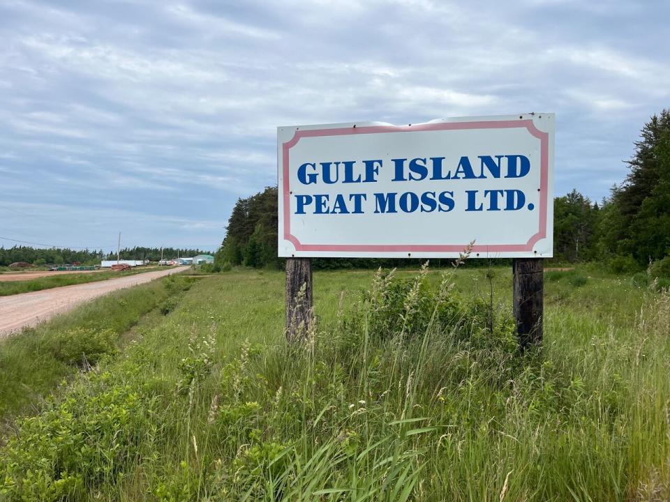 The sign for Gulf Island Peat Moss in Foxley River, P.E.I.