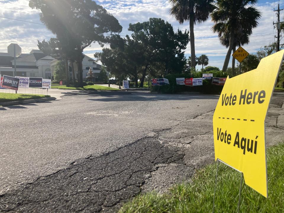 A sign directs voters to Precinct 509, River House, in St. Augustine on Tuesday.