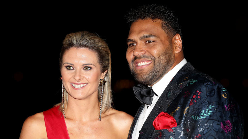 Sam Thaiday is pictured here with wife Rachel during a 2018 awards night.