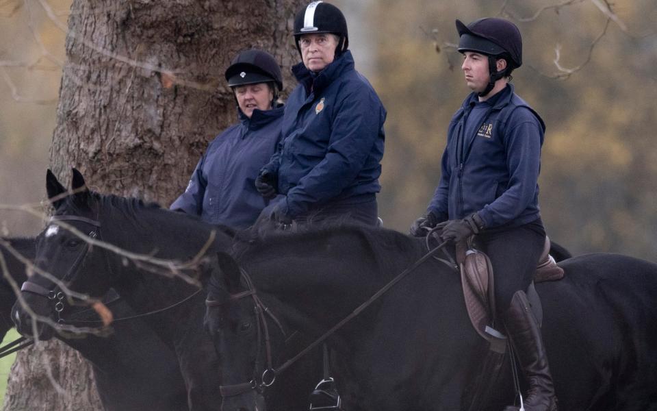 Prince Andrew horse riding in Windsor Castle - Kelvin Bruce