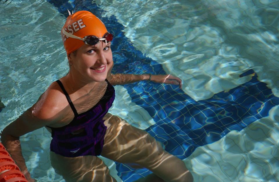 Julia Stowers, a 2000 USA Swimming Olympic gold medalist and swimmer for the University of Tennessee. 2004.