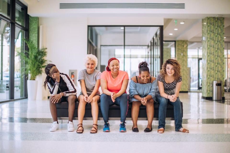 A gathering of girls who take part in the Delores Barr Weaver Center's "Girl Matters: In the Community" program, which provides counseling and comprehensive care management for at-risk girls.