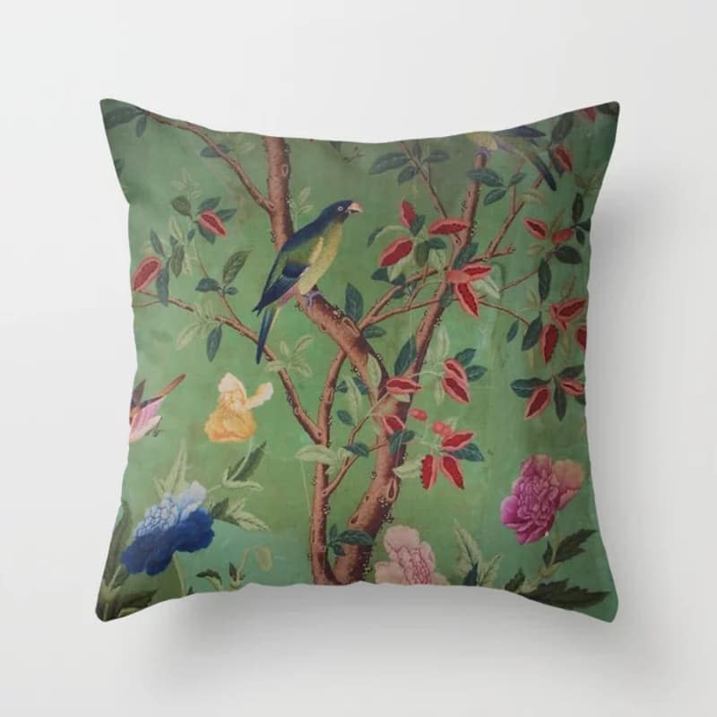 Green Dream Chinoiserie Throw Pillow