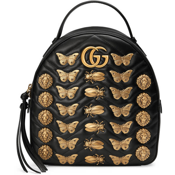 Gucci Gg Marmont Animal Studs Backpack ❤ liked on Polyvore (see more leather backpacks)