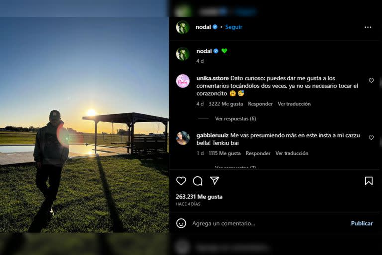 Nodal se instaló en Argentina (Foto Instagram @nodal)