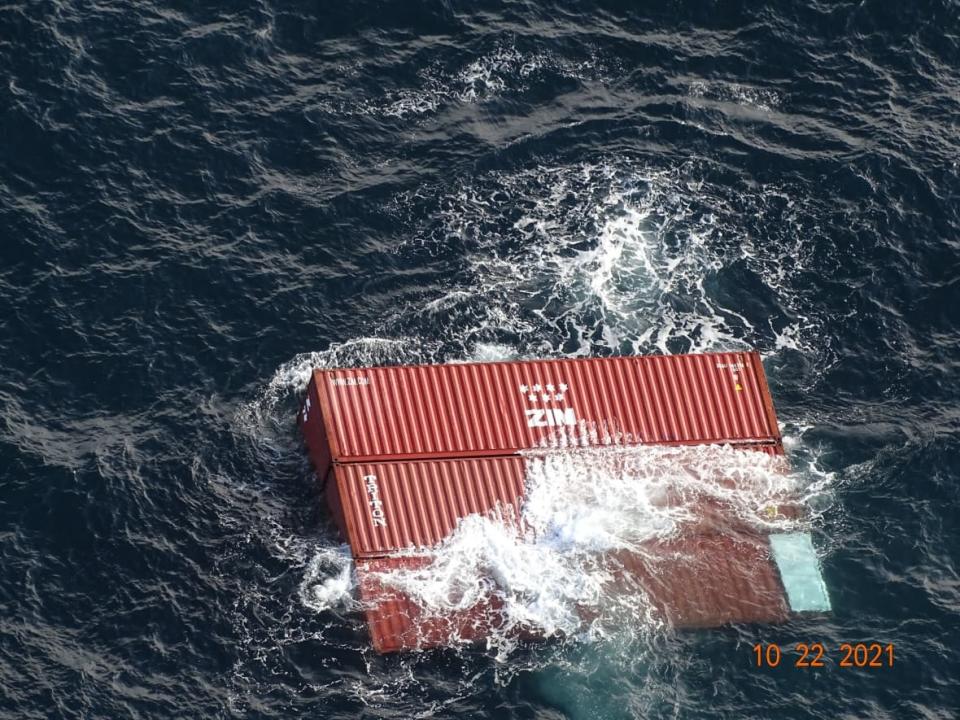 Eight of the 40 shipping containers lost near Southern Vancouver Island have been located by the United States Coast Guard. (United States Coast Guard/Twitter - image credit)