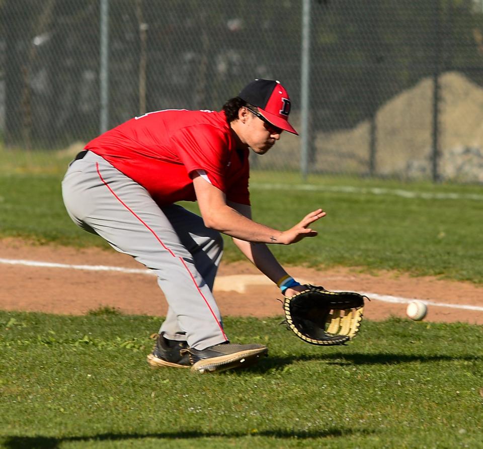 Durfee’s Ryan Beaulieu-Lopes fields a ground ball during Tuesday’s game against Taunton.