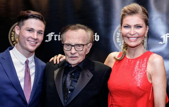 King with his youngest son, Cannon, and most recent wife Shawn in 2018 (Getty Images)