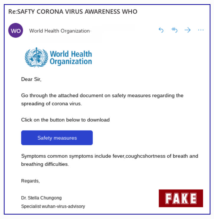 Image: Fake WHO email (Sophos Ltd.)