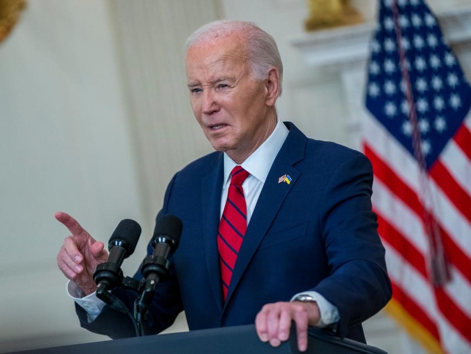 Announcing that the US will send fresh weapons and equipment to Ukraine ‘right away’, Joe Biden said money would ‘make the world safer’ (EPA)