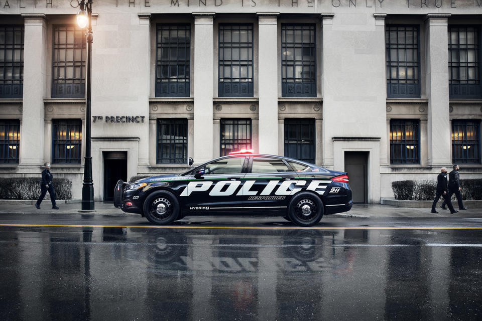 Ford hybrid police car at NYC police precinct