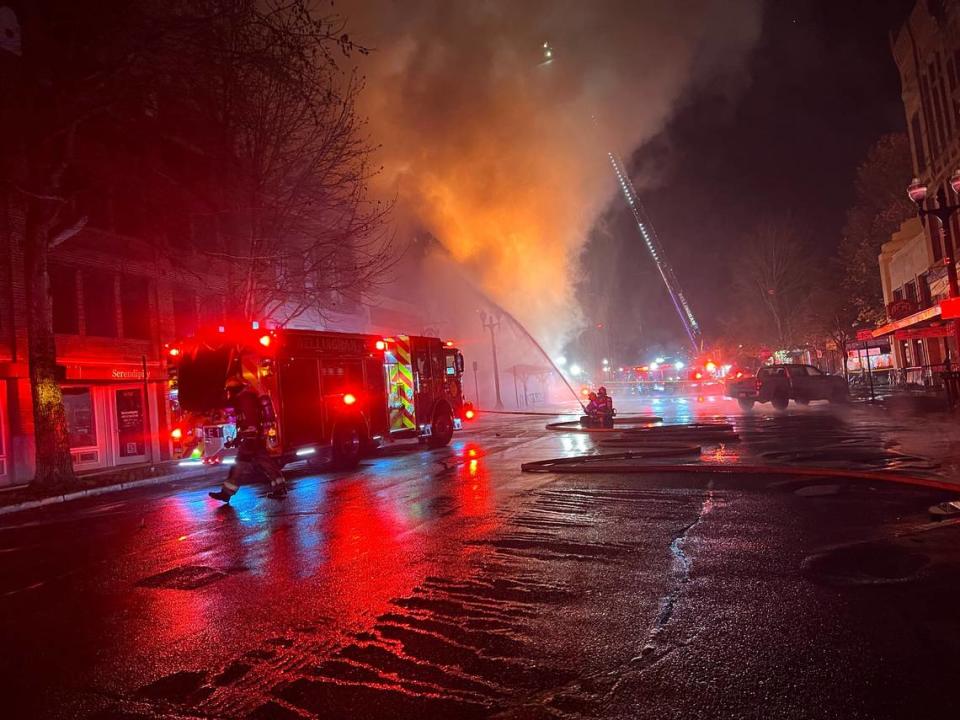 A historic building in Fairhaven was destroyed by fire early Sunday.