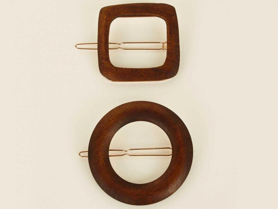 Two-pack rust wooden shape hair clips, £4.99, New Look