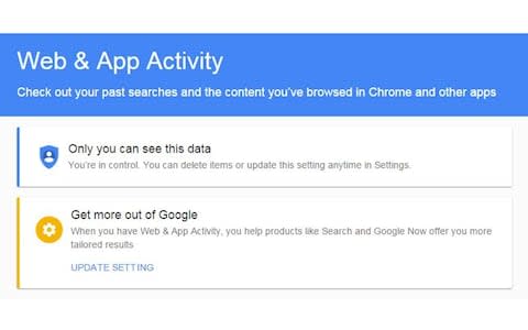 Google search web and app activity - Credit: Google
