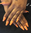 <p><a rel="nofollow noopener" href="https://www.instagram.com/p/BFZVQMyKIPR/?taken-by=honeydippednaildesigns" target="_blank" data-ylk="slk:@HONEYDIPPEDNAILDESIGNS;elm:context_link;itc:0;sec:content-canvas" class="link ">@HONEYDIPPEDNAILDESIGNS</a> — Still loving your bright orange summer nail polish? Halloween is the perfect excuse to get another chance to rock it. </p>