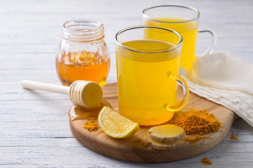 Immunity boosting drink with turmeric, ginger, lemon and honey