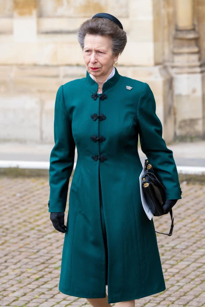 <p>Long rumored to have been Prince Philip's favorite child, Anne attended her father's thanksgiving service on March 29 wearing a special homage to her dad—a shade known <a href="https://www.townandcountrymag.com/society/tradition/a39584775/royal-family-edinburgh-green-prince-philip-memorial/" rel="nofollow noopener" target="_blank" data-ylk="slk:as Edinburgh green;elm:context_link;itc:0;sec:content-canvas" class="link ">as Edinburgh green</a>.</p>