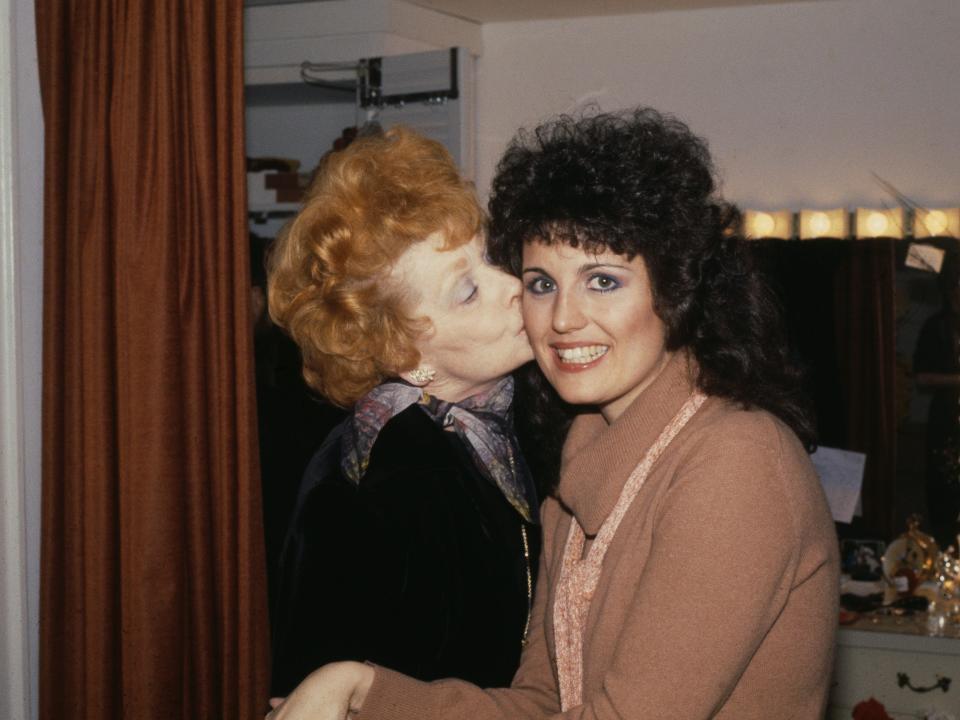 Lucille Ball kissing daughter Lucie Arnaz