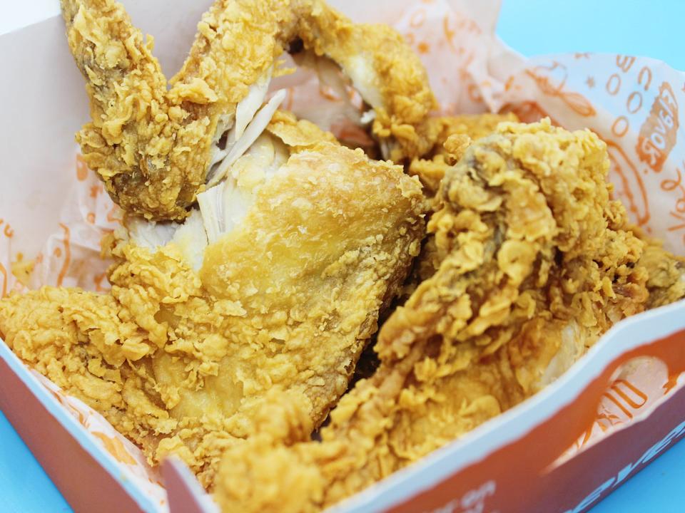 popeyes box with fried chicken