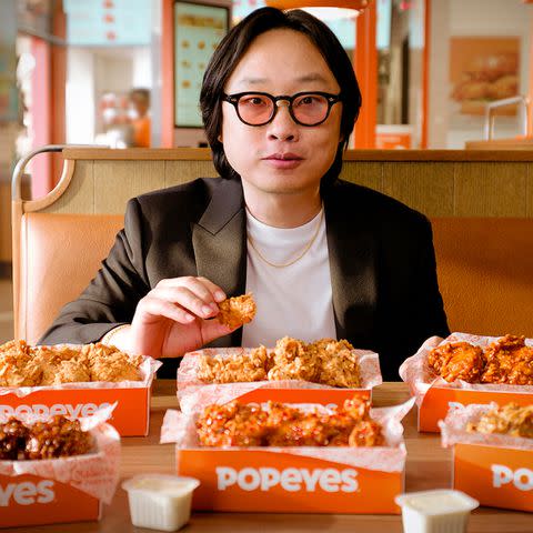 <p>Popeyes</p> Jimmy O Yang is helping Popeyes celebrate the new menu item