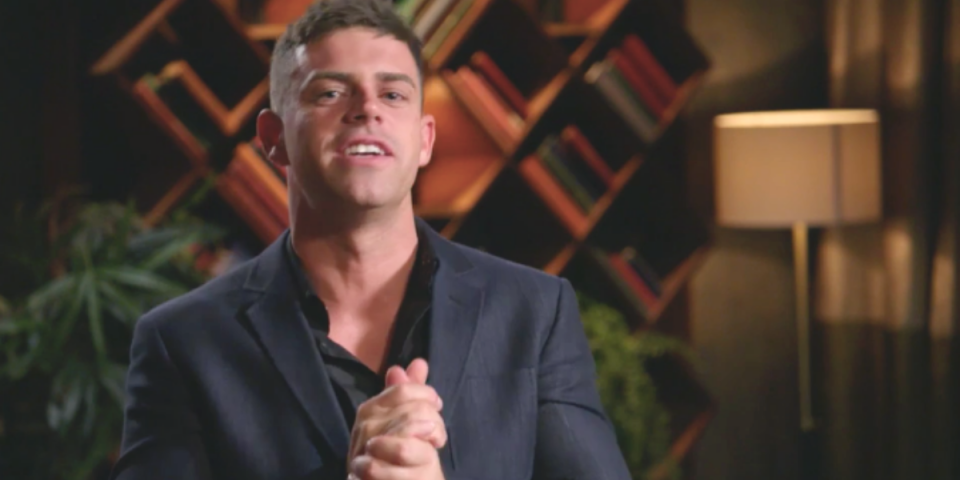 MAFS Michael talks to camera during dinner party Married at First Sight 2020