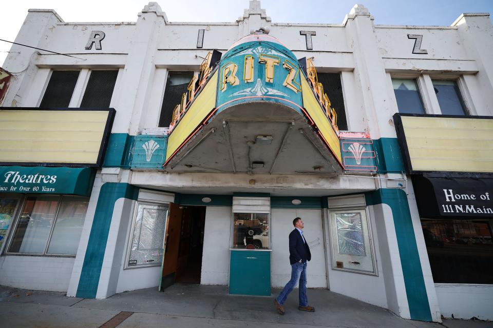 Aaron Peterson recently purchased and walks around the Ritz Theater and will gift it to the city to use as a community theater and performance arts venue in Tooele on Tuesday, Dec. 19, 2023. The theatre was built in 1939. | Jeffrey D. Allred, Deseret News