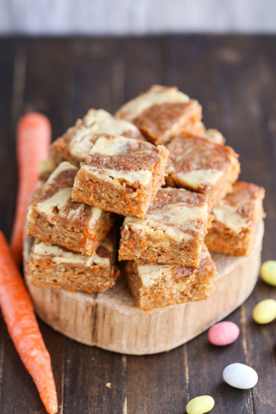 Carrot Cake Blondies with Cream Cheese Swirl