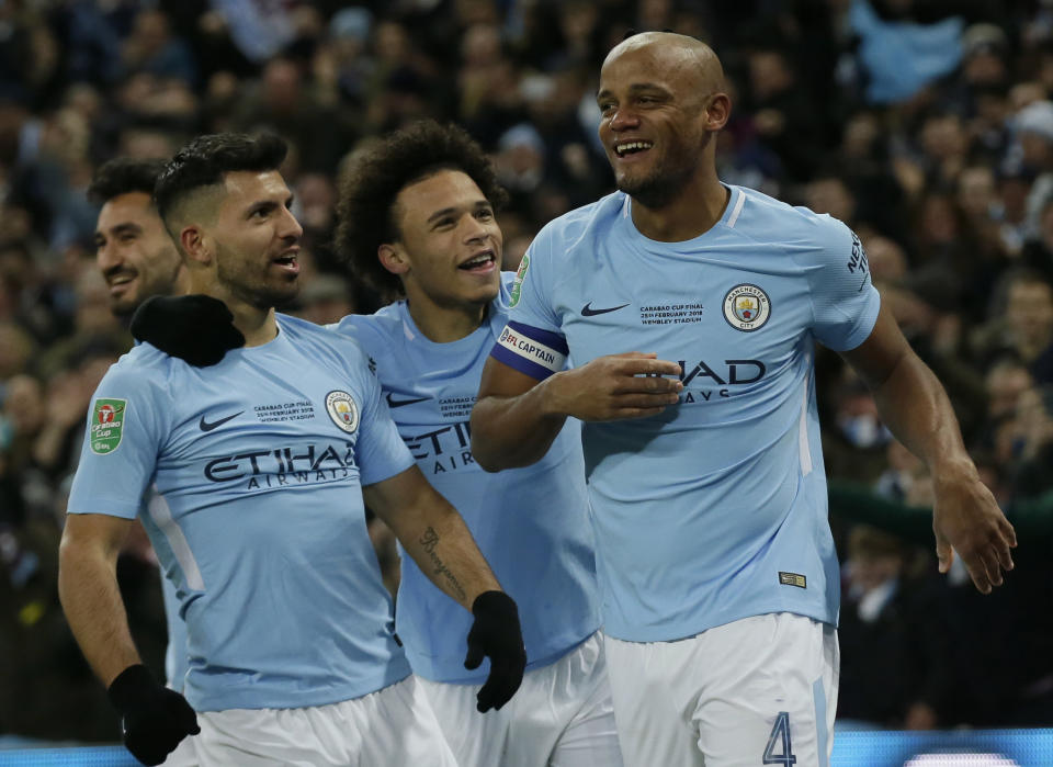 Kompany et Agüero ont régalé dimanche face à Arsenal…(AP Photo/Tim Ireland)