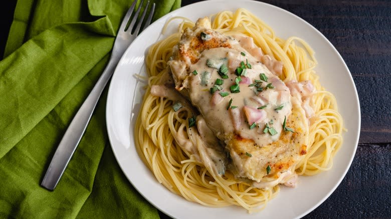 plate with angel hair pasta