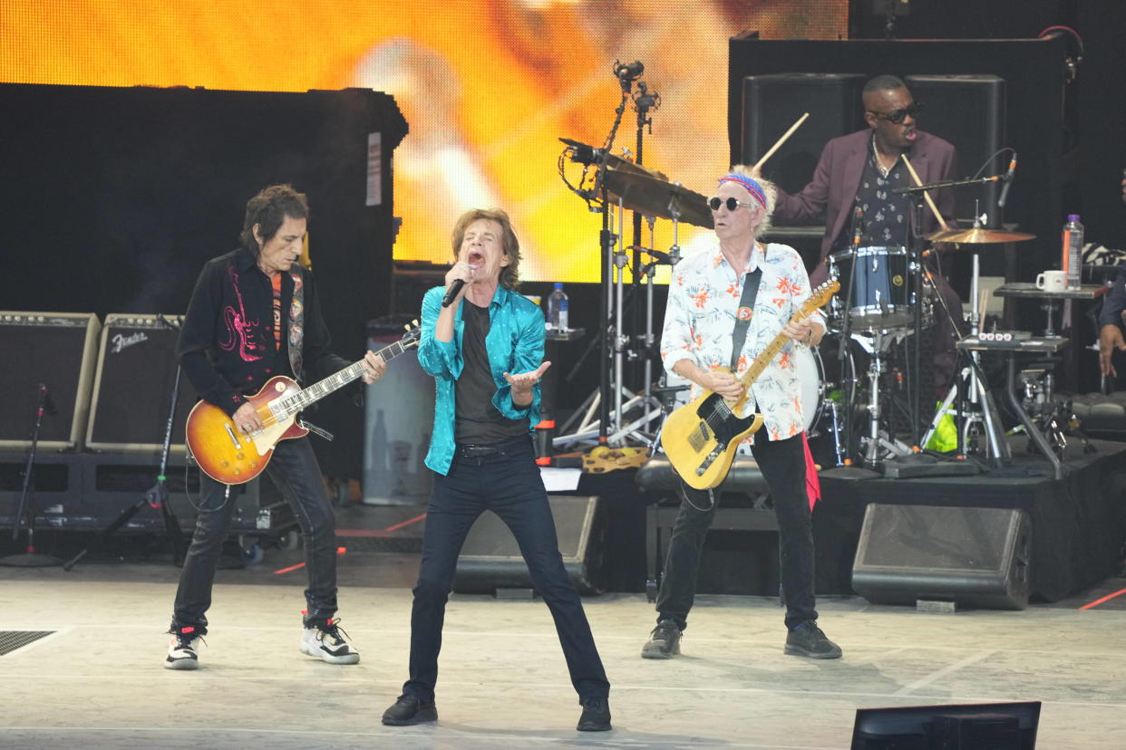 Le 3 août 2022 à Berlin: Ron Wood, Mick Jagger et Keith Richards, les Rolling Stones sont sur scène dans le cadre de leur tournée « Sixty » pour leurs 60 ans de carrière. 