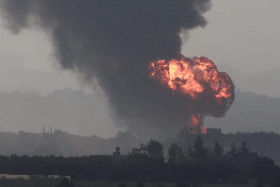 Smoke rises in the northern Gaza Strip following an Israeli airstrike (Reuters)