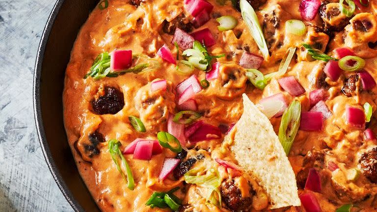 cheesy mini meatball skillet dip