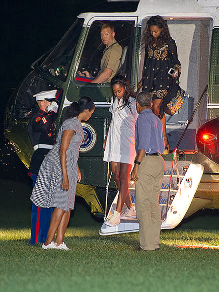 The Obamas Have Landed! First Family Returns from Martha's Vineyard| Natural Disasters, Barack Obama, Malia Obama, Michelle Obama, Sasha Obama