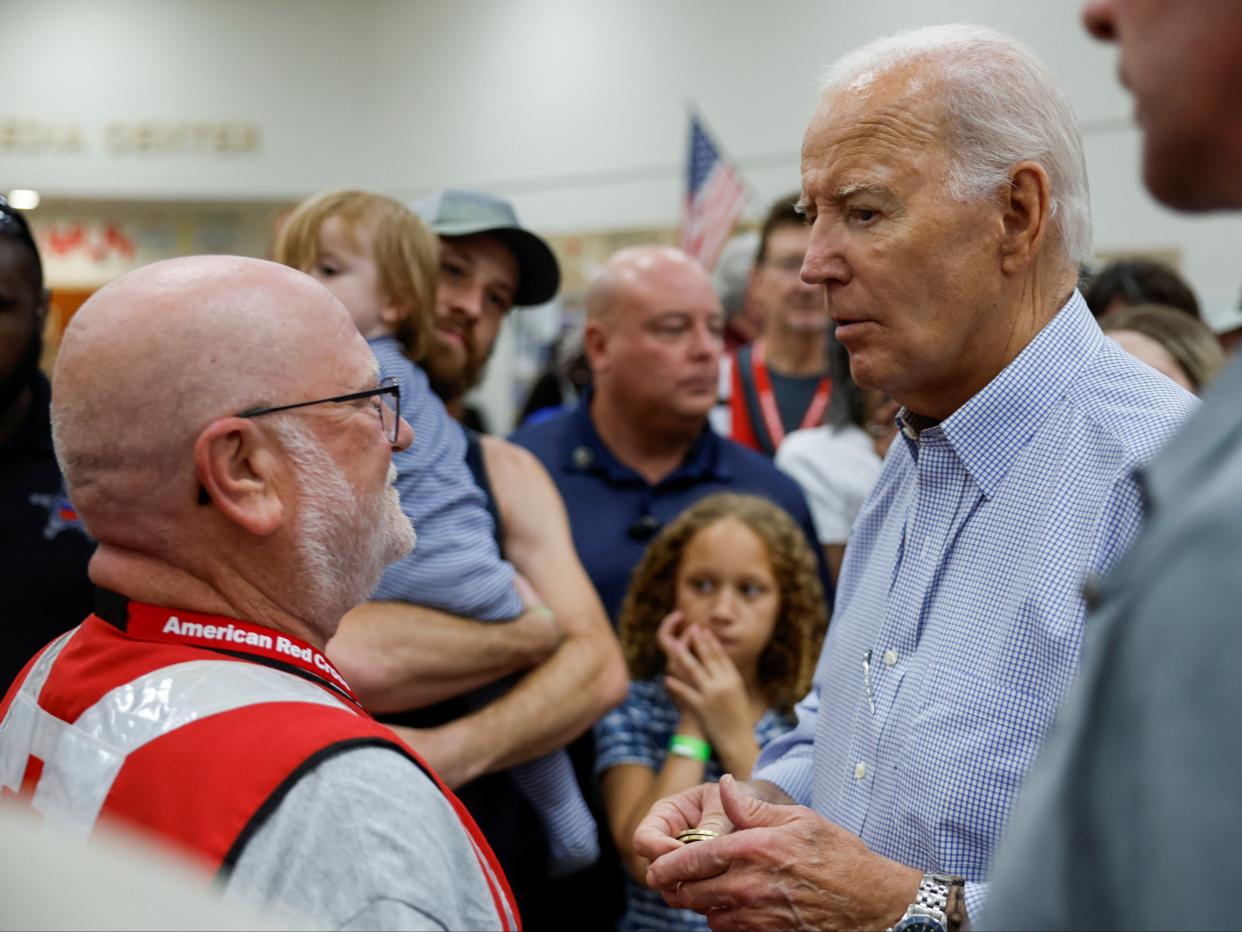 U.S. President Joe Biden visits Suwannee Pineview Elementary School, during his tour of Hurricane Idalia storm destruction in Live Oak, Florida, U.S., September 2, 202 (REUTERS)