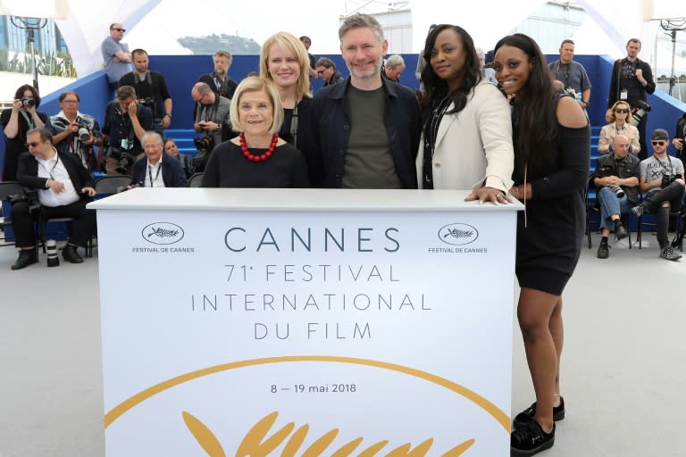US producer Nicole David, US producer Lisa Erspamer, British director Kevin MacDonald and US executive producer Pat Houston and her daughter US actress Rayah Houston appeared at a photocall for "Whitney" in Cannes