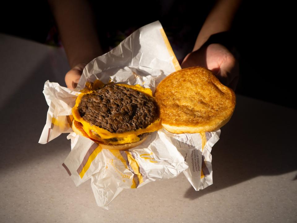 McDonald's cheeseburger in Singapore.