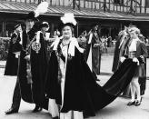 <p>Here, Prince Charles and the Queen Mother lead a procession of Knights of the Garter after the Prince was invested as a member.</p>