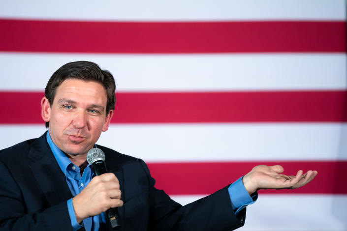 Presidential candidate and Governor of Florida Ron DeSantis addresses a crowd June 2 in Gilbert, SC