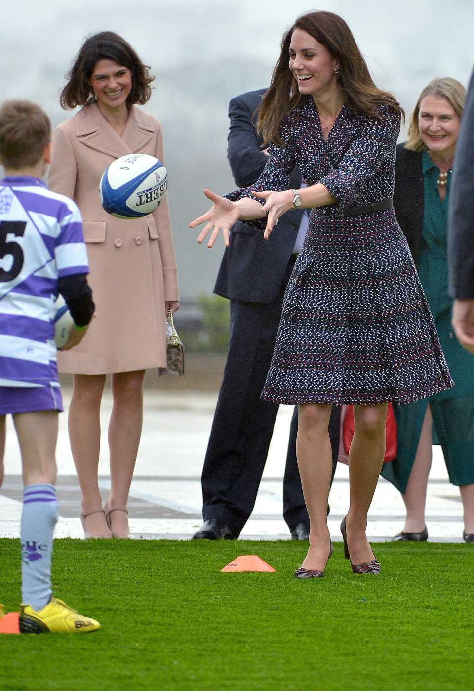 <p>PARIS, FRANCE - MARCH 18: Prince William, Duke of Cambridge and Catherine, Duchess of Cambridge meet with members of a rugby team near the Eiffel Tower on March 18, 2017 in Paris, France. The Duke and Duchess are on a two day tour of France. (Photo by Dominique Charriau/WireImage)</p>