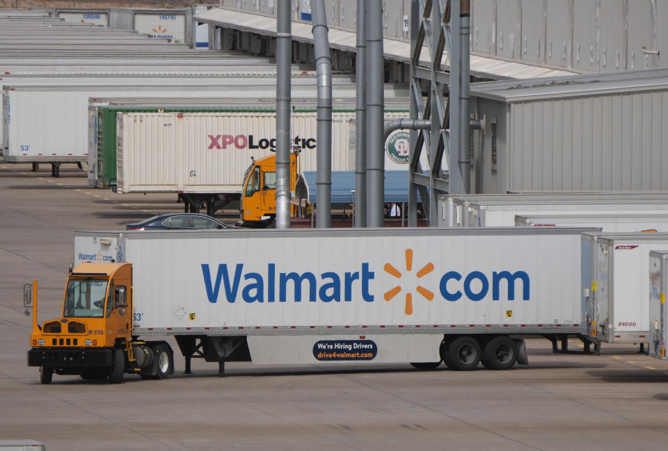 ST GEORGE, UT - MAY 19: Trailers are moved around at a Walmart Distribution center on May 19, 2022 in St George, Utah. According to reports, despite high levels of inflation, retail sales rose in April. (Photo by George Frey/Getty Images)