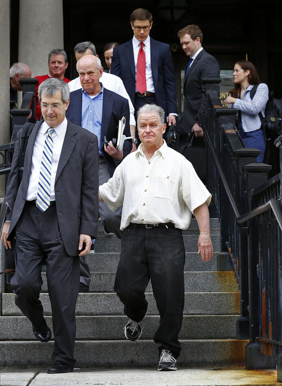 Fred Weichel walks out of court after his conviction was overturned.