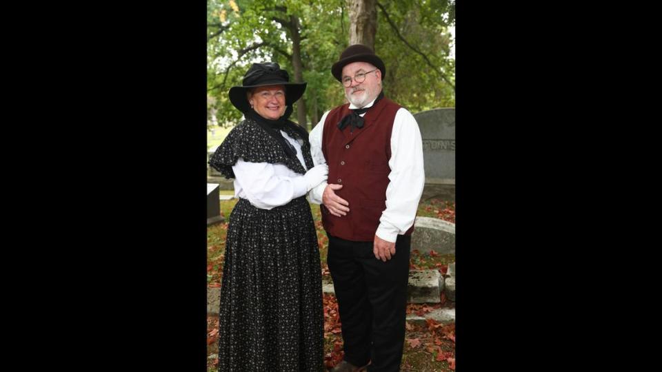 The annual Vintage Voices tours, held in the Alton Cemetery, are returning on the following dates: Oct. 7- 8, 14-15. Tours will leave the cemetery gate every 15-20 minutes between noon and 2:30 p.m. The non-walking performance will be held Oct. 15 at Lovejoy Event Center. Pictured: Mary Sargent Dodge and Joseph True Dodge anxiously awaiting your visit to Vintage Voices.